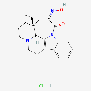 molecular formula C20H24ClN3O2 B12677403 (3alpha,16alpha)-D-Homoeburnamenine-14,15-dione 15-oxime monohydrochloride CAS No. 69433-57-4