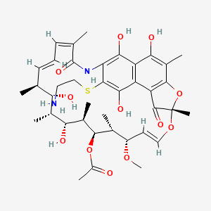 molecular formula C39H52N2O12S B12677406 Rifamycin, 3-((2-aminoethyl)thio)- CAS No. 13724-90-8
