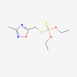 molecular formula C8H15N2O3PS2 B12677453 Phosphorodithioic acid, O,O-diethyl S-((3-methyl-1,2,4-oxadiazol-5-yl)methyl) ester CAS No. 14374-19-7
