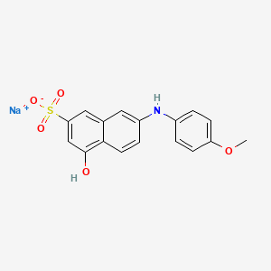 molecular formula C17H14NNaO5S B12677468 Sodium 4-hydroxy-7-((4-methoxyphenyl)amino)naphthalene-2-sulphonate CAS No. 83763-36-4