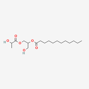 molecular formula C18H34O6 B12677470 Lauric acid, monoester with glycerol monolactate CAS No. 94279-20-6