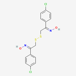 molecular formula C16H14Cl2N2O2S2 B12677474 Ethanone, 2,2'-dithiobis(1-(4-chlorophenyl)-, dioxime, (1E,1'E)- CAS No. 23080-36-6