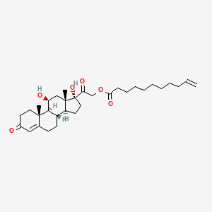 molecular formula C32H48O6 B12677489 11beta,17,21-Trihydroxypregn-4-ene-3,20-dione 21-undec-10-enoate CAS No. 85068-43-5