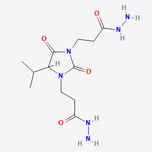 molecular formula C12H22N6O4 B12677686 4-Isopropyl-2,5-dioxoimidazolidine-1,3-di(propionohydrazide) CAS No. 88122-32-1