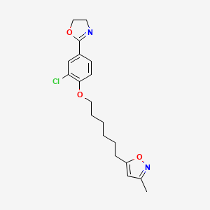molecular formula C19H23ClN2O3 B12677697 Isoxazole, 5-(6-(2-chloro-4-(4,5-dihydro-2-oxazolyl)phenoxy)hexyl)-3-methyl- CAS No. 98033-87-5