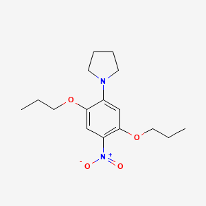 molecular formula C16H24N2O4 B12677725 Pyrrolidine, 1-(4-nitro-2,5-dipropoxyphenyl)- CAS No. 71550-55-5
