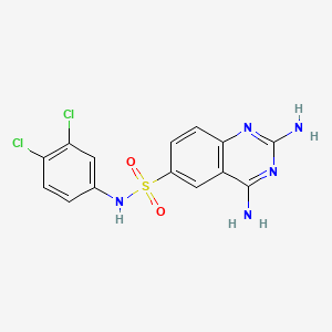molecular formula C14H11Cl2N5O2S B12677759 2,4-Diamino-quinazoline-6-sulfonic acid (3,4-dichloro-phenyl)-amide CAS No. 92144-28-0