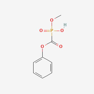 molecular formula C8H9O5P B12677760 Phosphinecarboxylic acid, hydroxymethoxy-, phenyl ester, oxide CAS No. 83877-29-6