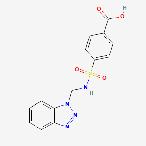 molecular formula C14H12N4O4S B12677804 N-((Benzotriazole-1-yl)methyl))-4-carboxybenzenesulfonamide CAS No. 170292-97-4