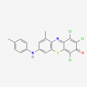 molecular formula C20H13Cl3N2OS B12677864 1,2,4-Trichloro-9-methyl-7-((p-tolyl)amino)-3H-phenothiazin-3-one CAS No. 85136-52-3