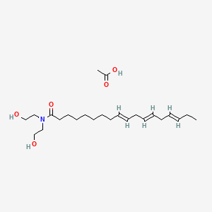 molecular formula C22H39NO3.C2H4O2<br>C24H43NO5 B12677989 Bis(2-hydroxyethyl)(octadeca-9,12,15-trienoyl)ammonium acetate CAS No. 93893-32-4