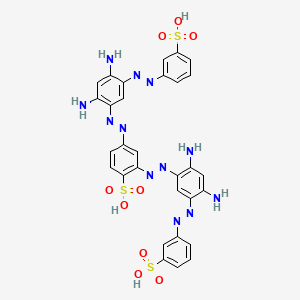 molecular formula C30H26N12O9S3 B12678060 2,4-Bis((2,4-diamino-5-((3-sulphophenyl)azo)phenyl)azo)benzenesulphonic acid CAS No. 85959-49-5