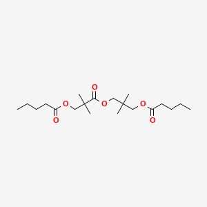 molecular formula C20H36O6 B12678113 Pentanoic acid, 3-(2,2-dimethyl-1-oxo-3-((1-oxopentyl)oxy)propoxy)-2,2-dimethylpropyl ester CAS No. 71850-74-3