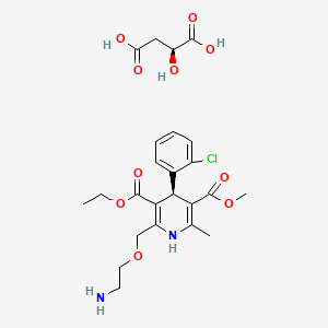 molecular formula C24H31ClN2O10 B12678121 Levamlodipine malate CAS No. 736178-83-9