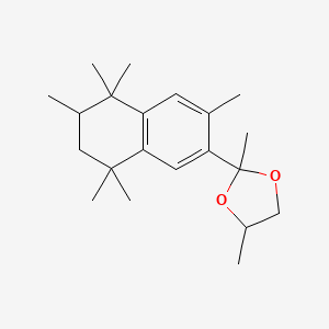 molecular formula C21H32O2 B12678169 1,3-Dioxolane, 2,4-dimethyl-2-(5,6,7,8-tetrahydro-3,5,5,6,8,8-hexamethyl-2-naphthalenyl)- CAS No. 131812-48-1