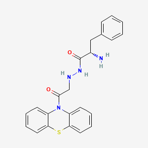 molecular formula C23H22N4O2S B12678214 L-Phenylalanine, 2-(2-oxo-2-(10H-phenothiazin-10-yl)ethyl)hydrazide CAS No. 84409-81-4