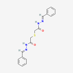 molecular formula C18H18N4O2S B12678412 Acetic acid, 2,2'-thiobis-, bis(((1E)-phenylmethylene)hydrazide) CAS No. 15054-60-1