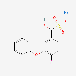 molecular formula C13H10FNaO5S B12678431 Sodium 4-fluoro-alpha-hydroxy-3-phenoxytoluene-alpha-sulphonate CAS No. 78649-43-1