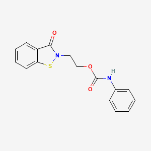 molecular formula C16H14N2O3S B12678474 2-(3-oxo-1,2-benzothiazol-2-yl)ethyl N-phenylcarbamate CAS No. 199172-79-7