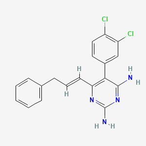 molecular formula C19H16Cl2N4 B12678520 2,4-Pyrimidinediamine, 5-(3,4-dichlorophenyl)-6-(3-phenyl-1-propenyl)- CAS No. 47434-16-2