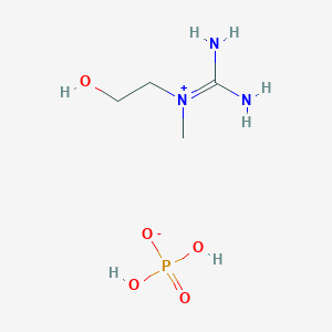molecular formula C4H14N3O5P B12678593 N-(2-Hydroxyethyl)-N-methylguanidinium phosphate CAS No. 33018-83-6