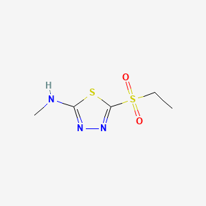 molecular formula C5H9N3O2S2 B12678629 5-(Ethylsulphonyl)-N-methyl-1,3,4-thiadiazol-2-amine CAS No. 72836-35-2