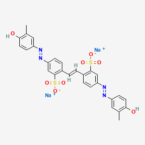molecular formula C28H22N4Na2O8S2 B12678654 Disodium 4,4'-bis((4-hydroxy-3-methylphenyl)azo)stilbene-2,2'-disulphonate CAS No. 62037-55-2