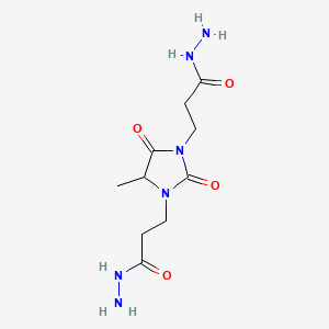 molecular formula C10H18N6O4 B12678692 4-Methyl-2,5-dioxoimidazolidine-1,3-di(propionohydrazide) CAS No. 88122-26-3