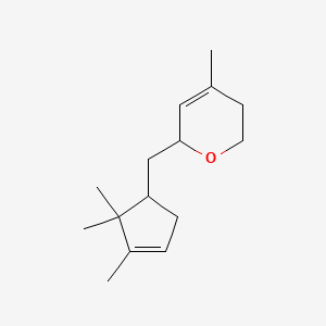 molecular formula C15H24O B12678709 2H-Pyran, 5,6-dihydro-4-methyl-2-((2,2,3-trimethyl-3-cyclopenten-1-yl)methyl)- CAS No. 947237-84-5