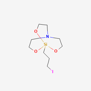 molecular formula C9H18INO3Si B12678757 2,8,9-Trioxa-5-aza-1-silabicyclo(3.3.3)undecane, 1-(3-iodopropyl)- CAS No. 55369-21-6
