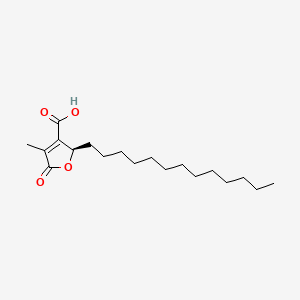 molecular formula C19H32O4 B12678804 (R)-2-Tridecyl-2,5-dihydro-4-methyl-5-oxo-3-furoic acid CAS No. 70579-62-3