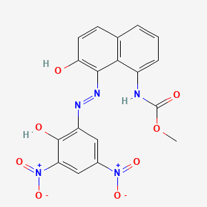 molecular formula C18H13N5O8 B12678812 Methyl (7-hydroxy-8-((2-hydroxy-3,5-dinitrophenyl)azo)-1-naphthyl)carbamate CAS No. 94231-85-3
