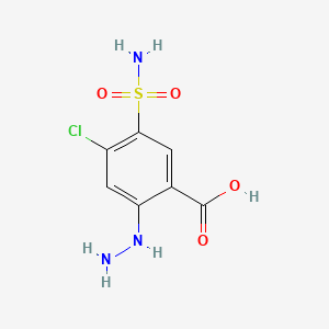 molecular formula C7H8ClN3O4S B12678857 Benzoic acid, 4-chloro-2-hydrazino-5-sulfamoyl- CAS No. 4793-73-1