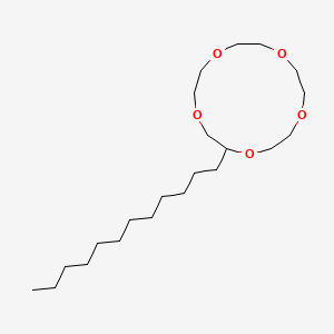 molecular formula C22H44O5 B12678889 2-Dodecyl-1,4,7,10,13-pentaoxacyclopentadecane CAS No. 74649-89-1