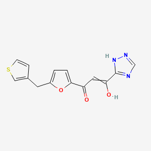 molecular formula C14H11N3O3S B12678974 2-Propen-1-one, 3-hydroxy-1-(5-(3-thienylmethyl)-2-furanyl)-3-(1H-1,2,4-triazol-3-yl)- CAS No. 280571-77-9