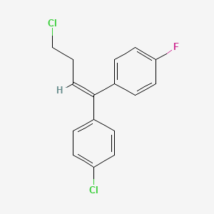 molecular formula C16H13Cl2F B12678976 1-Chloro-4-[4-chloro-1-(4-fluorophenyl)-1-butenyl]benzene CAS No. 83929-31-1