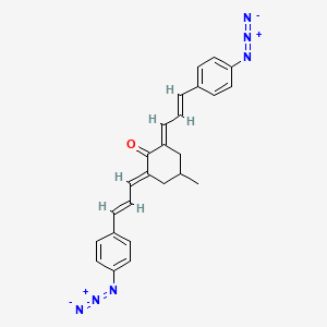 molecular formula C25H22N6O B12678977 2,6-Bis(3-(4-azidophenyl)-2-propenylidene)-4-methylcyclohexan-1-one CAS No. 35210-50-5
