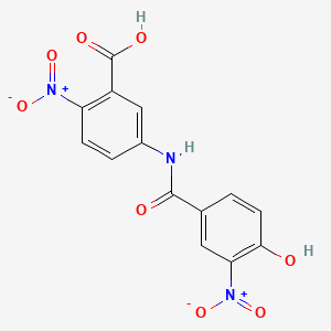 molecular formula C14H9N3O8 B12678991 5-((4-Hydroxy-5-nitrobenzoyl)amino)-2-nitrobenzoic acid CAS No. 85136-66-9