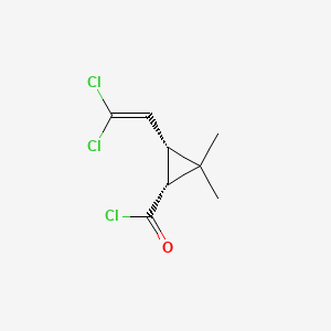 molecular formula C8H9Cl3O B12679042 Cyclopropanecarbonyl chloride, 3-(2,2-dichloroethenyl)-2,2-dimethyl-, (1R,3R)- CAS No. 69831-14-7