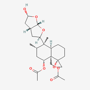 molecular formula C24H36O8 B12679046 3-Deacetoxycaryoptin hydrate CAS No. 53777-58-5
