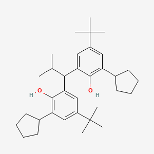 molecular formula C34H50O2 B12679103 2,2'-(2-Methylpropylidene)bis[6-cyclopentyl-4-(1,1-dimethylethyl)phenol] CAS No. 93893-77-7