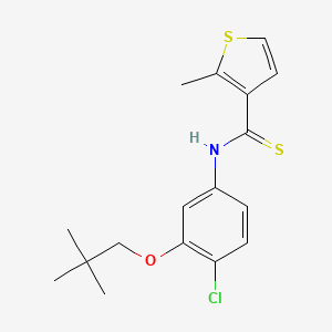 molecular formula C17H20ClNOS2 B12679248 3-Thiophenecarbothioamide, N-(4-chloro-3-(2,2-dimethylpropoxy)phenyl)-2-methyl- CAS No. 280565-65-3