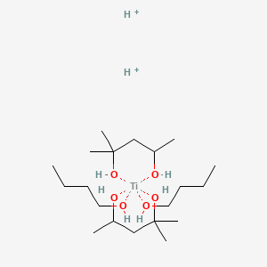 molecular formula C20H50O6Ti+2 B12679255 Dihydrogen dibutoxybis(2-methylpentane-2,4-diolato(2-)-O,O')titanate(2-) CAS No. 93858-21-0