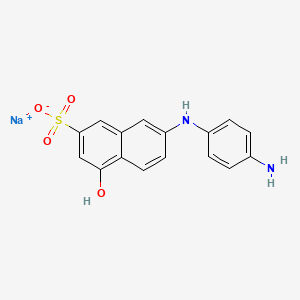molecular formula C16H13N2NaO4S B12679268 Sodium 7-(4-aminoanilino)-4-hydroxynaphthalene-2-sulphonate CAS No. 28907-86-0