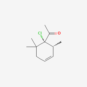 molecular formula C11H17ClO B12679302 Ethanone, 1-(1-chloro-2,6,6-trimethyl-3-cyclohexen-1-yl)-, trans- CAS No. 58031-27-9