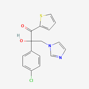 molecular formula C16H13ClN2O2S B12679345 1-Propanone, 2-(4-chlorophenyl)-2-hydroxy-3-(1H-imidazol-1-yl)-1-(2-thienyl)- CAS No. 107659-22-3