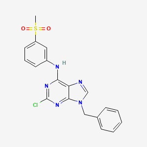 molecular formula C19H16ClN5O2S B12679381 9H-Purin-6-amine, 2-chloro-N-(3-(methylsulfonyl)phenyl)-9-(phenylmethyl)- CAS No. 125802-65-5