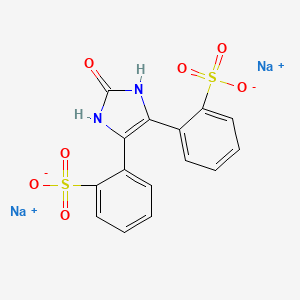 molecular formula C15H10N2Na2O7S2 B12679432 Disodium (2,3-dihydro-2-oxo-1H-imidazole-4,5-diyl)bis(benzenesulphonate) CAS No. 30587-99-6