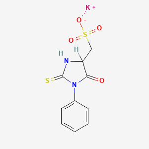 molecular formula C10H9KN2O4S2 B12679444 Potassium 5-oxo-1-phenyl-2-thioxoimidazolidine-4-methanesulphonate CAS No. 67617-39-4
