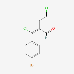 molecular formula C11H9BrCl2O B12679486 2-((4-Bromophenyl)chloromethylene)-4-chlorobutyraldehyde CAS No. 83711-59-5